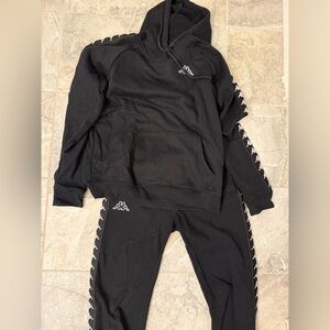 Kappa Black Hoodie and Joggers Set with Logo